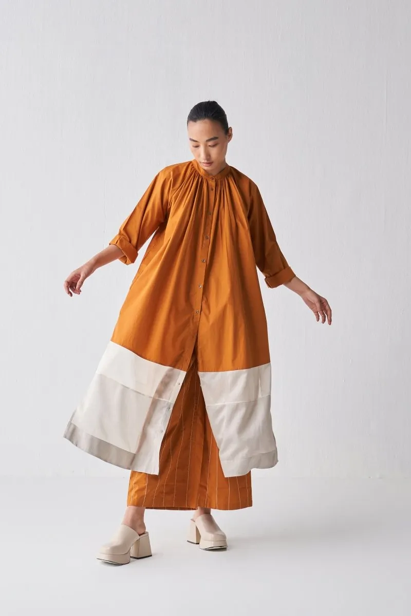 Gathered Neck Shirt - Rust