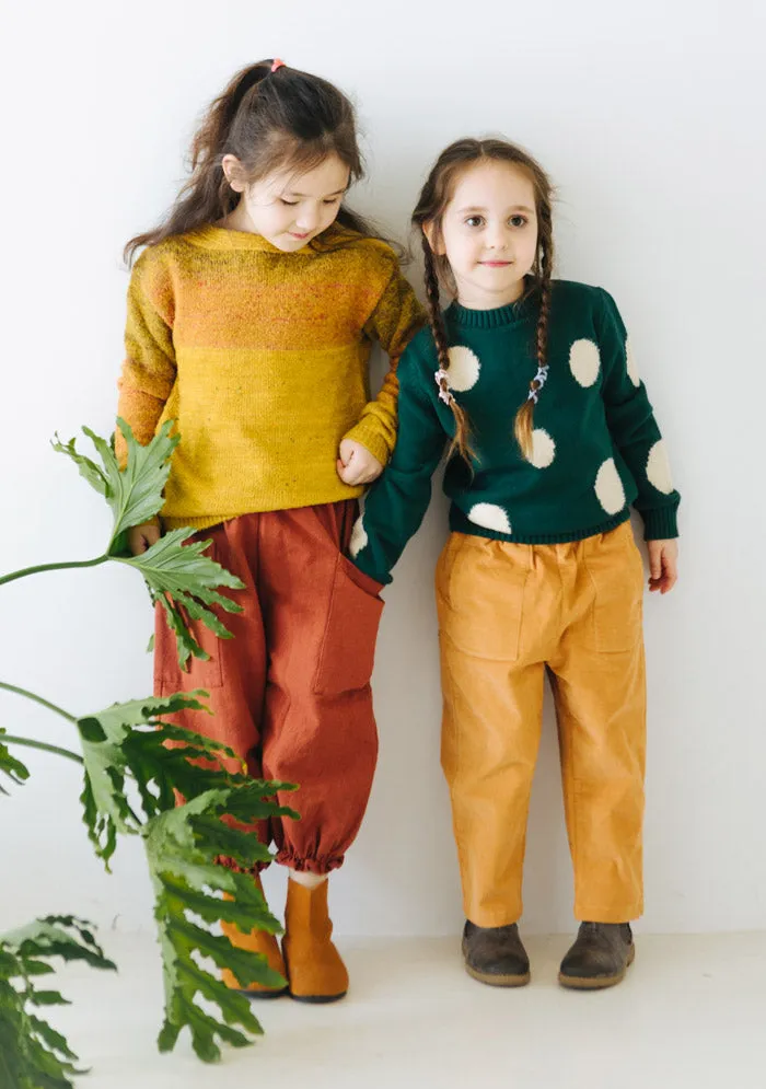 Girls Yellow Casual Corduroy Pants