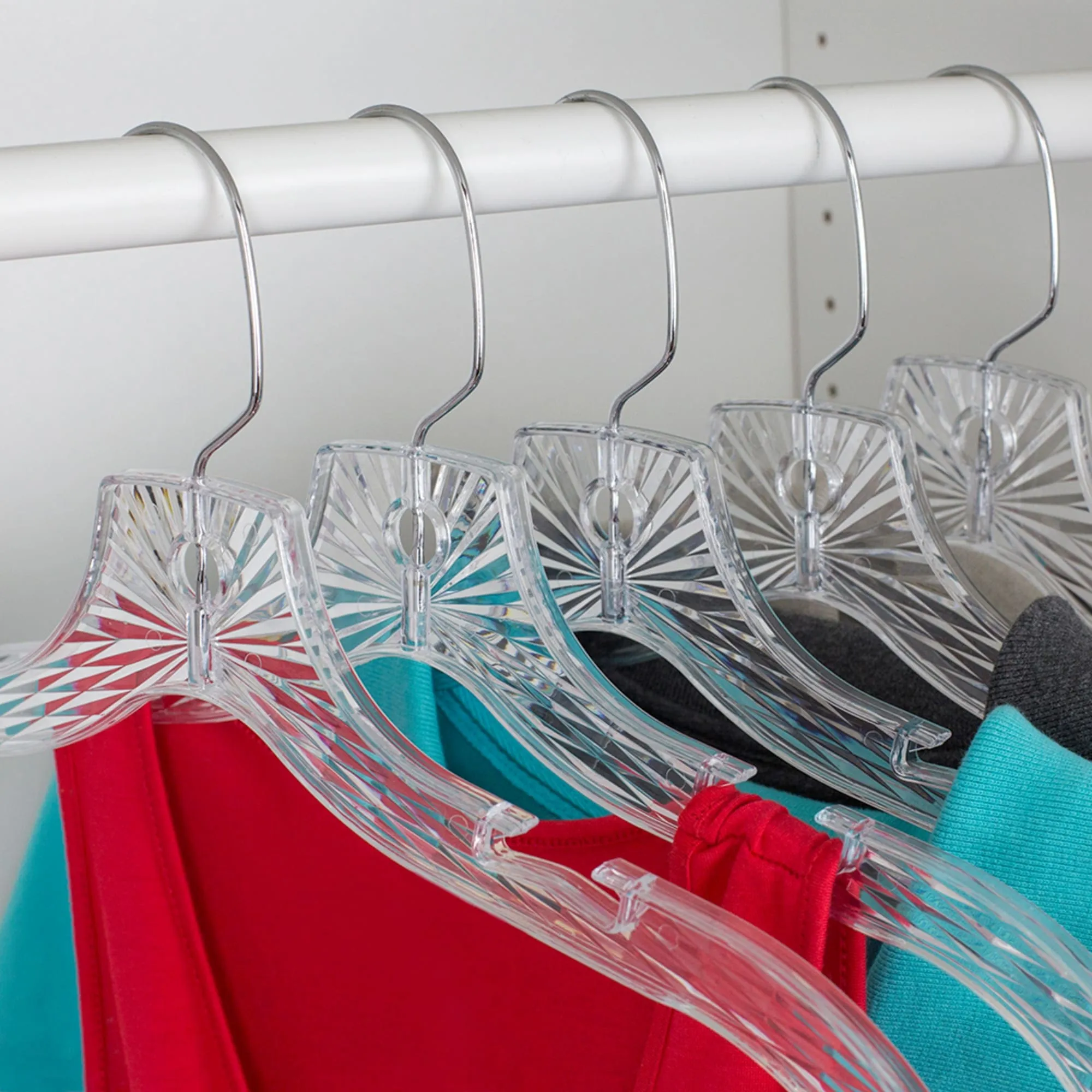 Graceful Curve Crystal Plastic Hanger, (Pack of 5), Clear