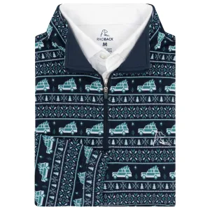 Griswold Jacquard Performance Q-Zip | The Griswold - Fleet Navy/Leaf Green