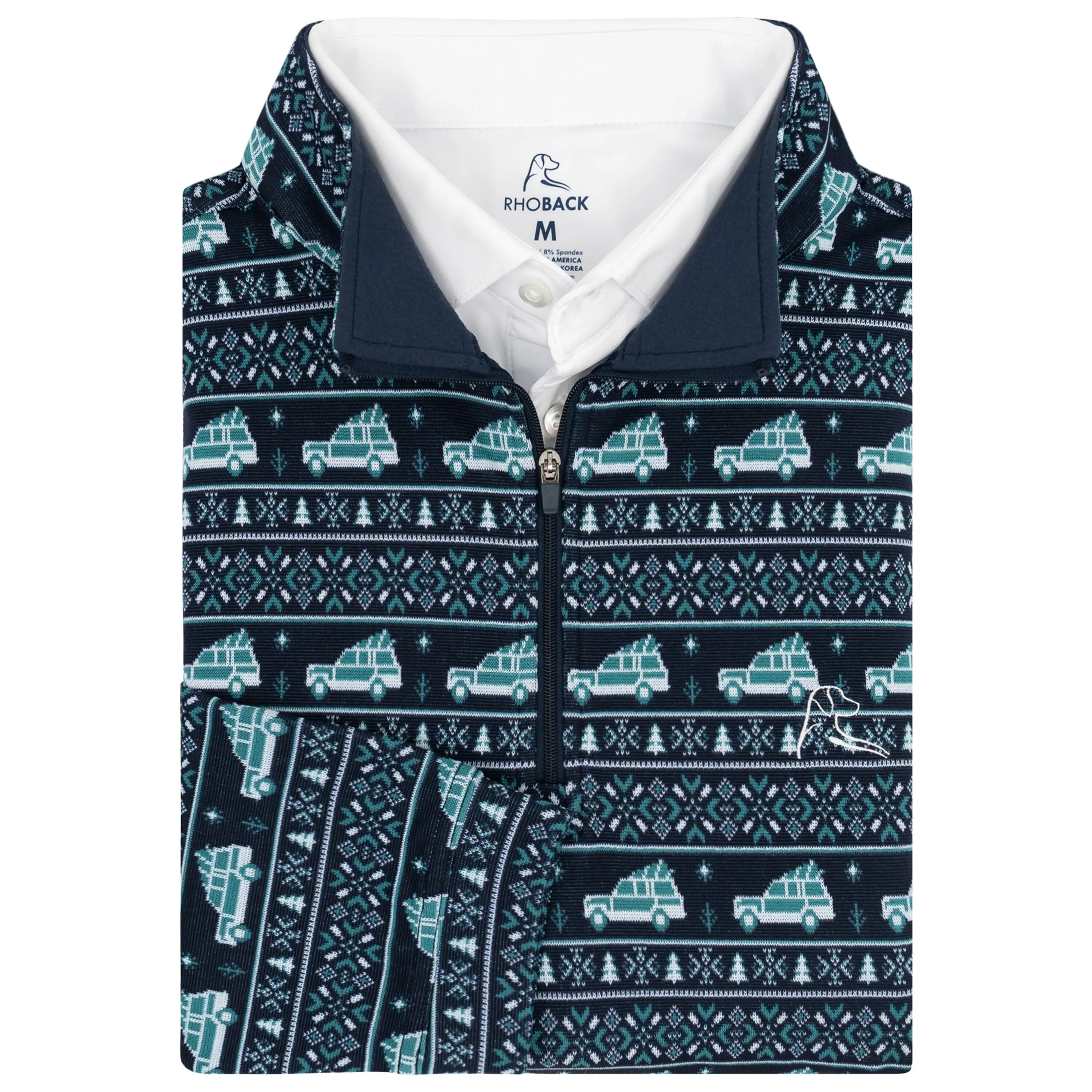Griswold Jacquard Performance Q-Zip | The Griswold - Fleet Navy/Leaf Green
