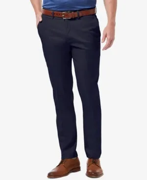 Haggar Mens Slim fit Casual Pants 33 / 32 Blue Solid