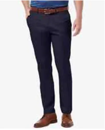 Haggar Mens Slim fit Casual Pants 33 / 32 Blue Solid