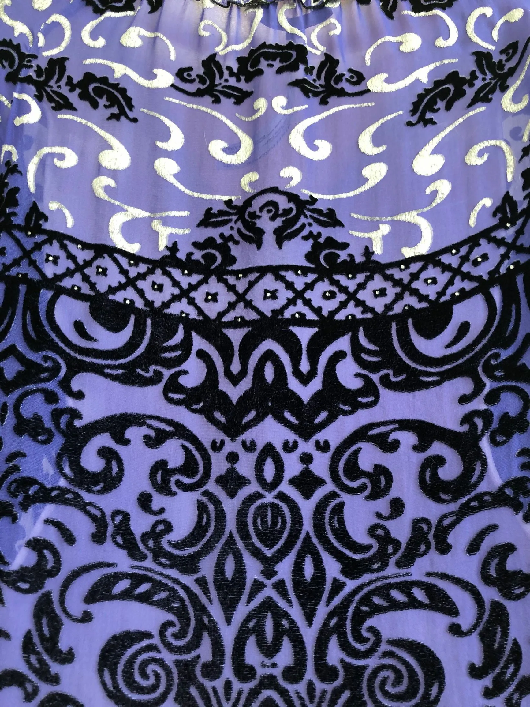 Hale Bob MEDIUM Purple Velvet Silk Blend Print Top