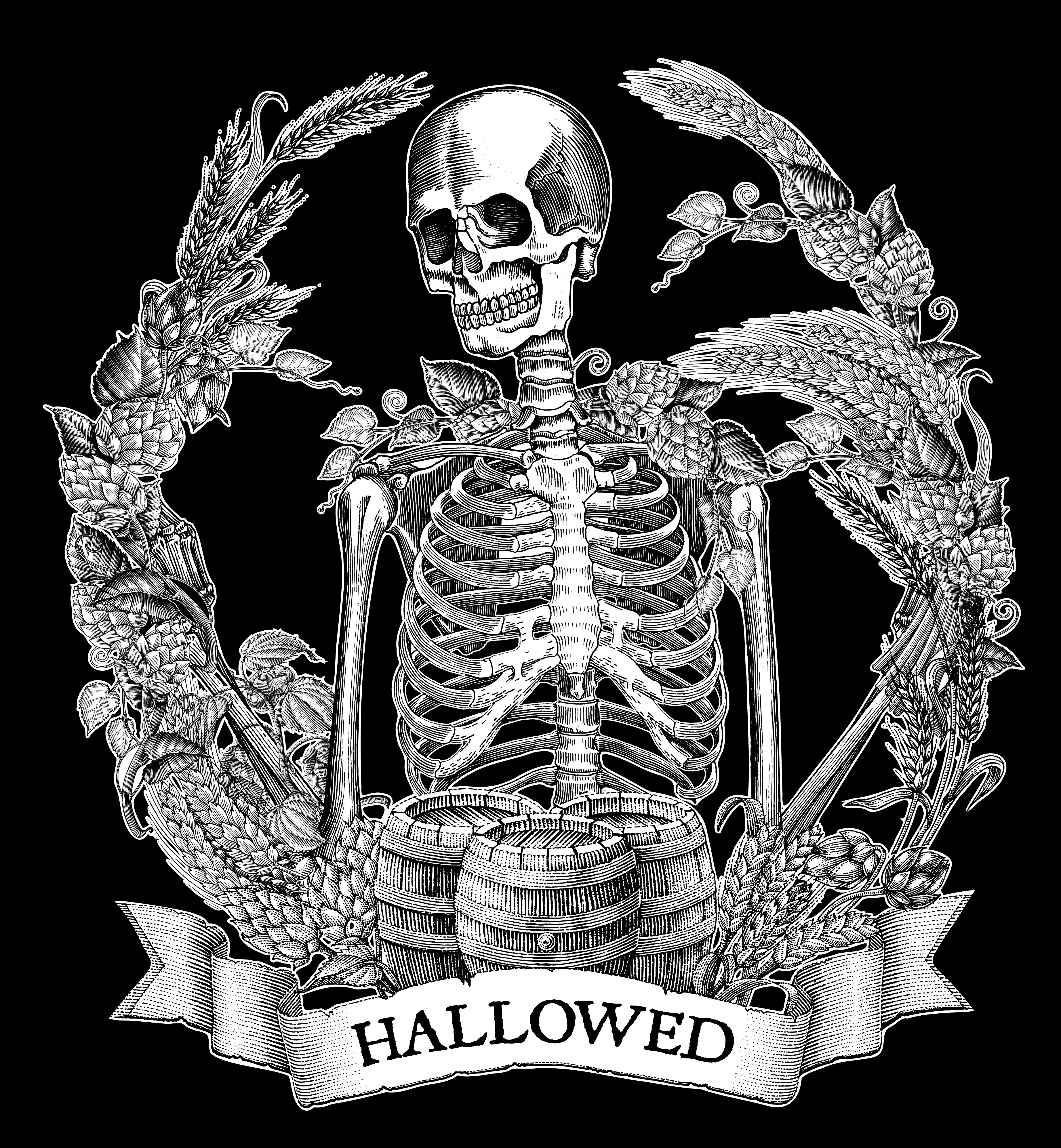 Hallowed Skeleton craft beer shirt- Halloween t-shirt