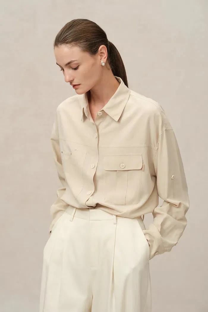 Hazo Utility Blouse in Tencel-Linen Blend