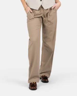 Heavyweight Linen Pants Low Waist Mocha