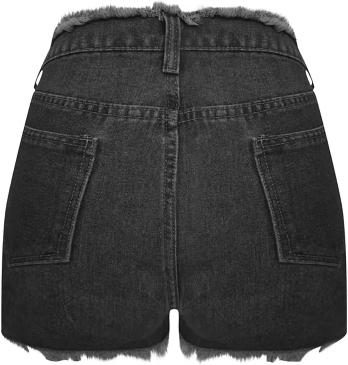 HGps8w Women's Raw Hem Rippe High Waisted Jean Shorts Trendy Casual 2025 Summer Stretchy Distressed Denim Shorts with Pockets