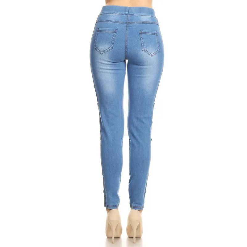High Waist Blue Vintage Skinny Pants
