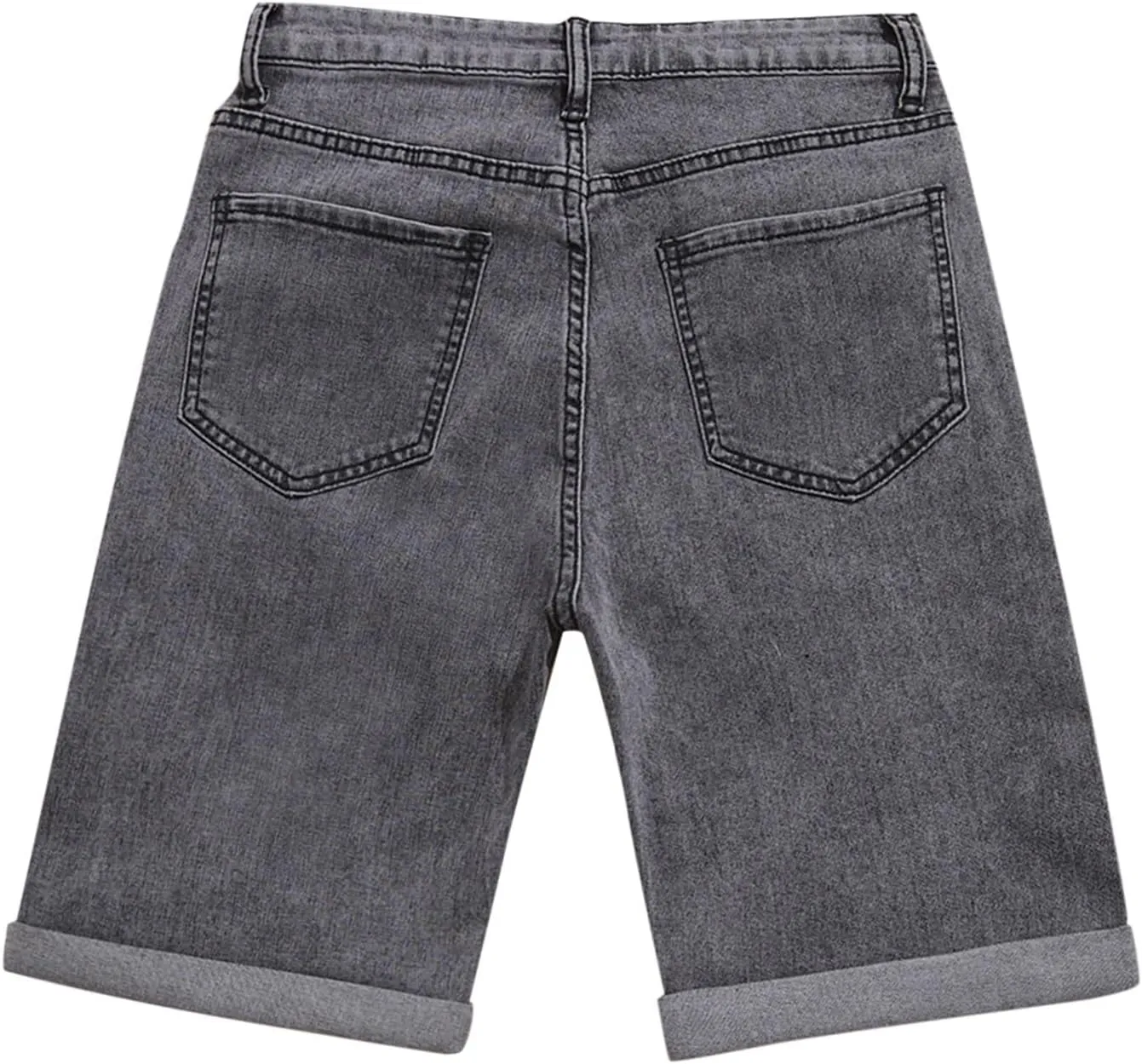 Jean Shorts for Women High Waisted Trendy Casual Summer Fold Hem Stretchy Baggy Long Knee Length Bermuda Denim Shorts