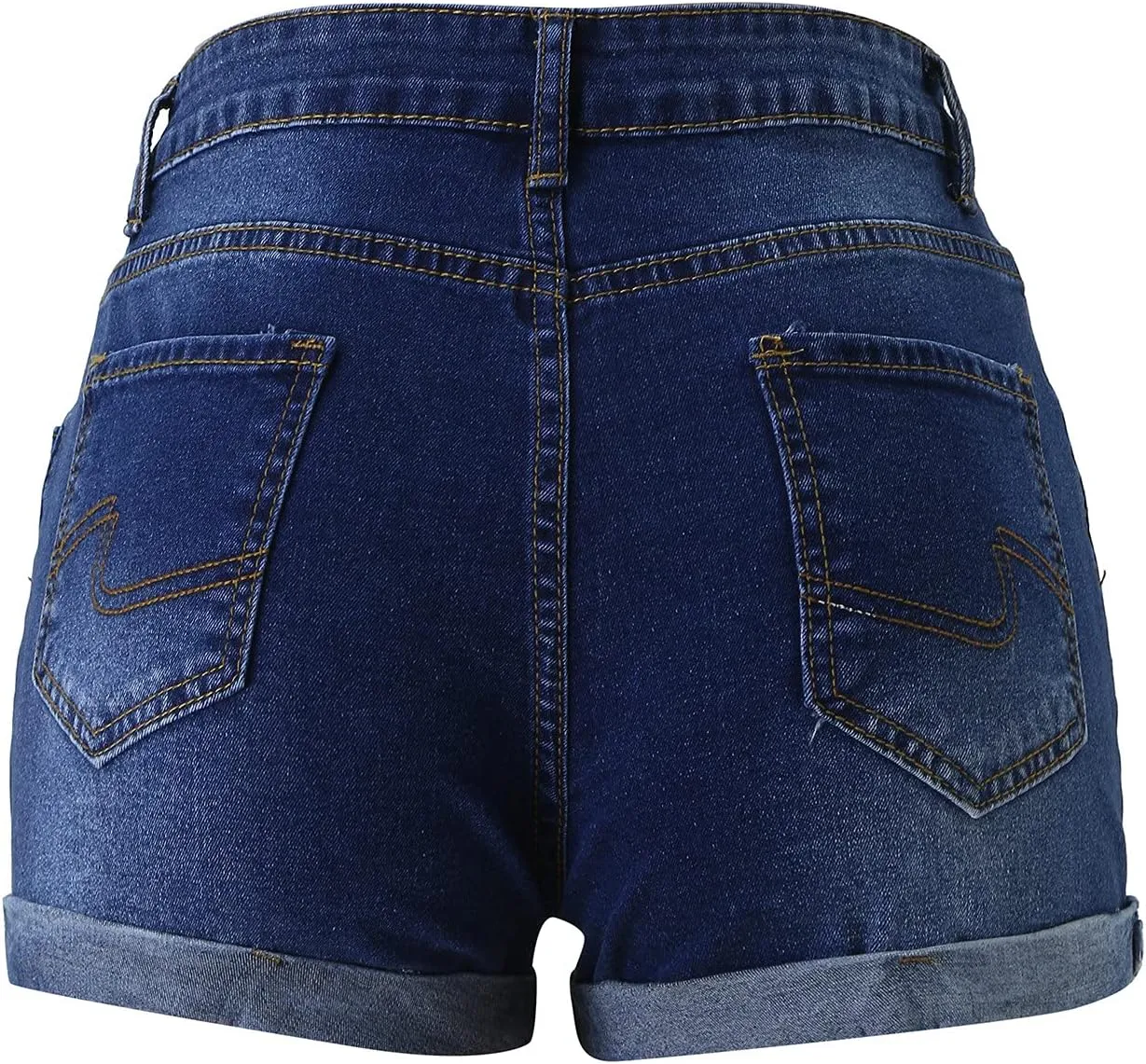 Jean Shorts Womens Casual Summer Trendy High Waisted Stretchy Baggy Denim Shorts Folded Hem Hot Short with Pockets