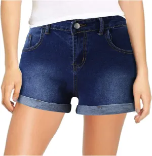 Jean Shorts Womens Casual Summer Trendy High Waisted Stretchy Baggy Denim Shorts Folded Hem Hot Short with Pockets Jean Shorts Womens Casual Summer Trendy High Waisted Stretchy Baggy Denim Shorts Folded Hem Hot Short with Pockets