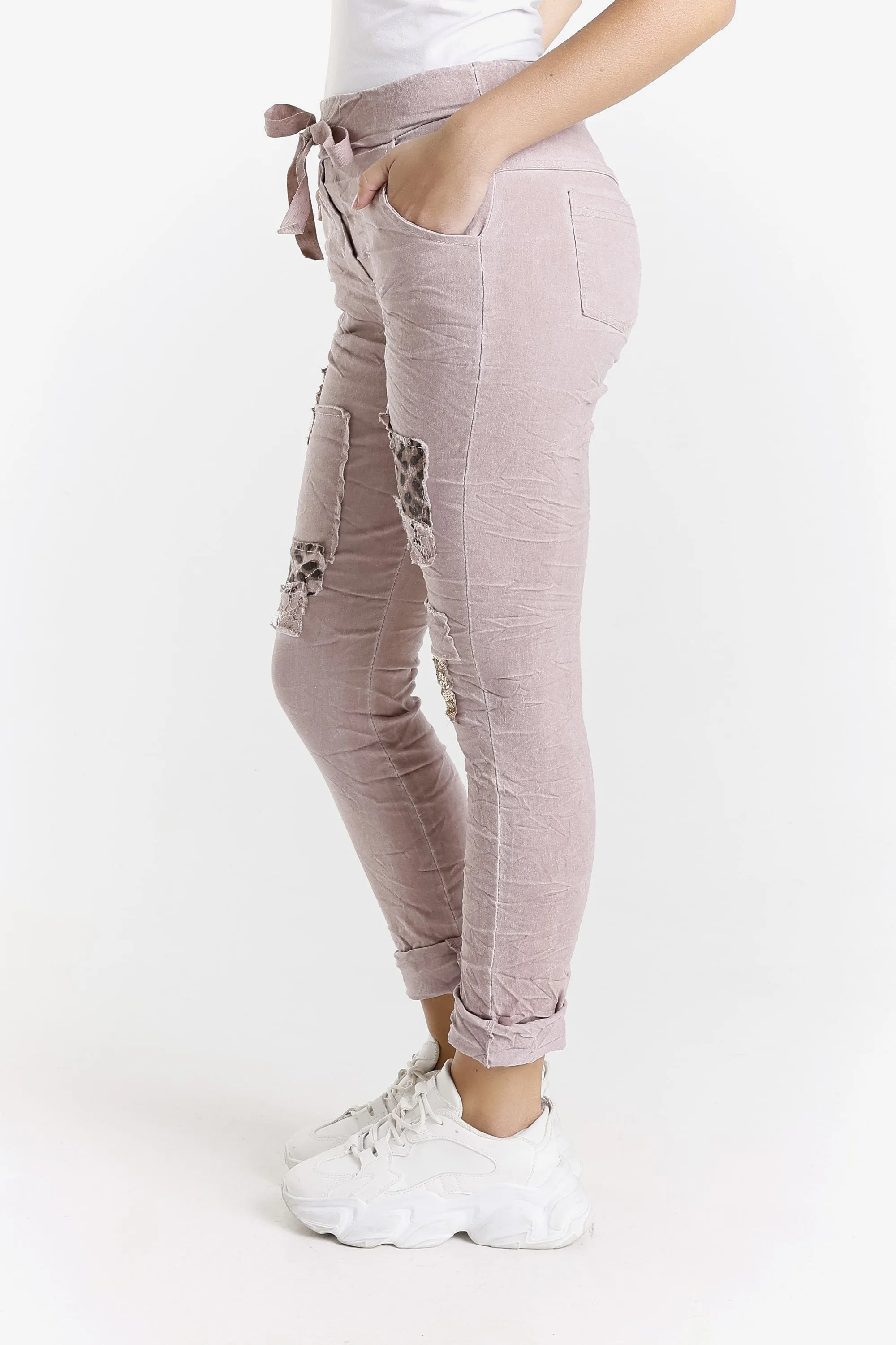 Kelly Leopard Sequin Patch Pant (PL192L)