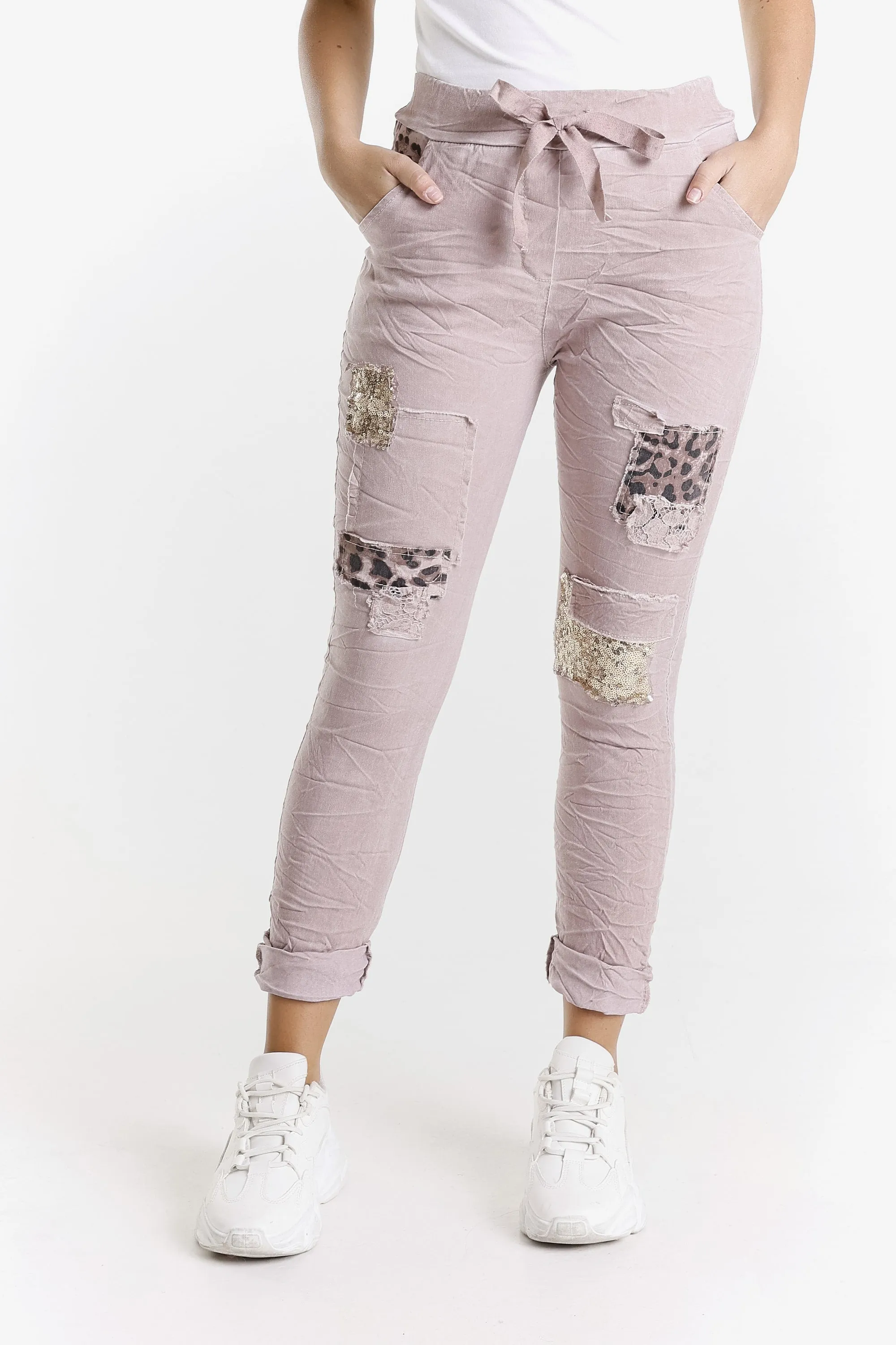 Kelly Leopard Sequin Patch Pant (PL192L)