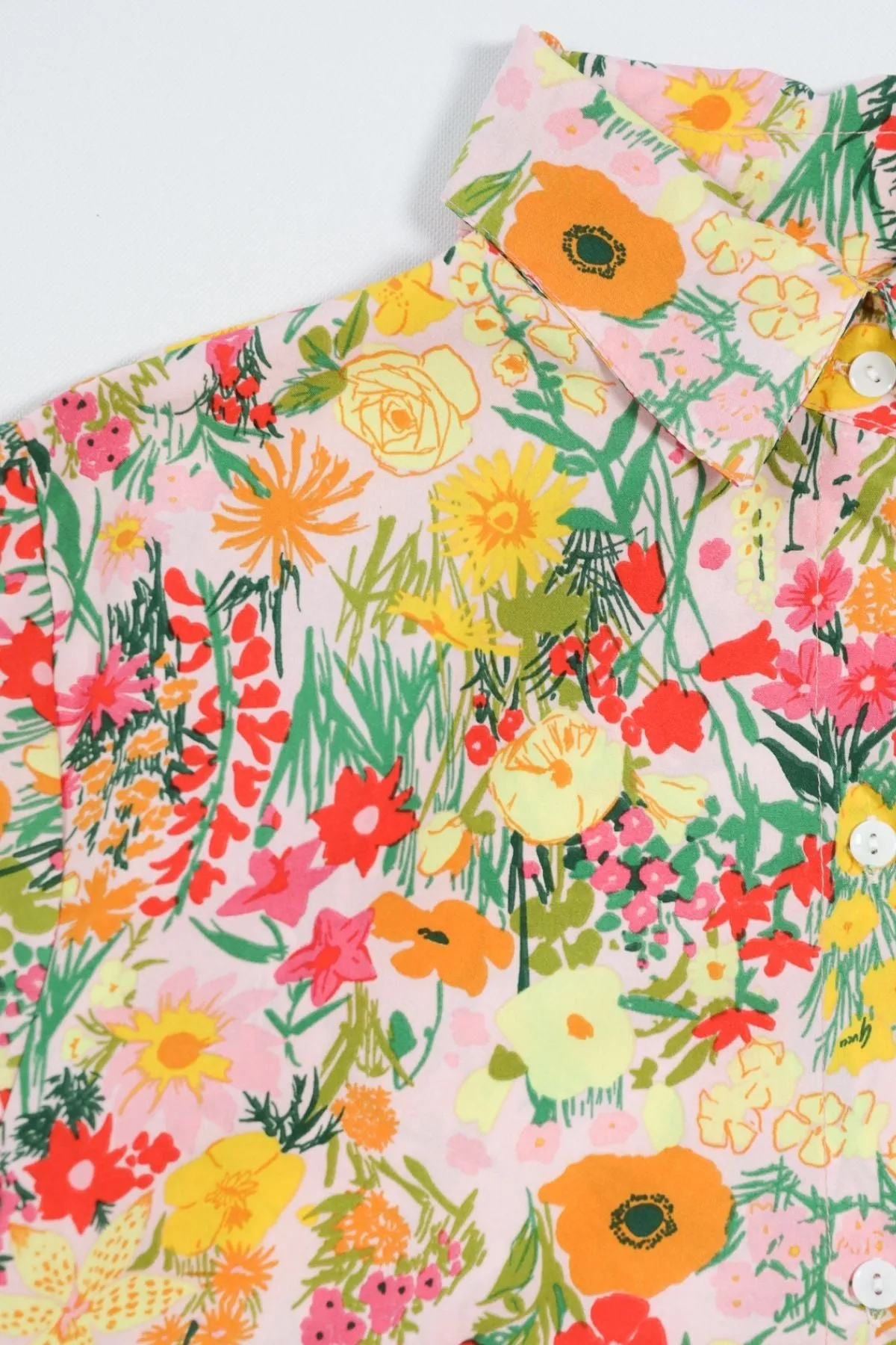 KIMBERLY Floral Button-down Shirt (Peachy Pink)