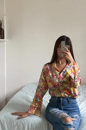 KIMBERLY Floral Button-down Shirt (Peachy Pink)
