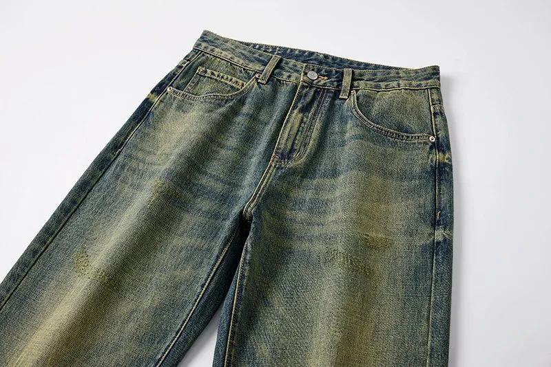KSTUN Baggy Jeans Men Wide Leg Pants Loose Fit Retro Blue Casual Men's Trousers Vintage Clothes 2024 New Kpop Large Size Cowboys