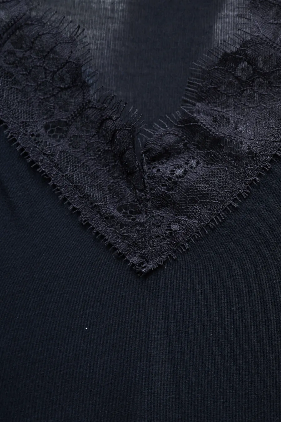Lace-trimmed long-sleeve v-neck top wholesale