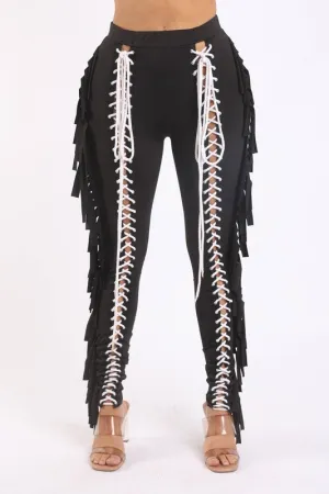 Lace up Fringe Pants (More Colors)