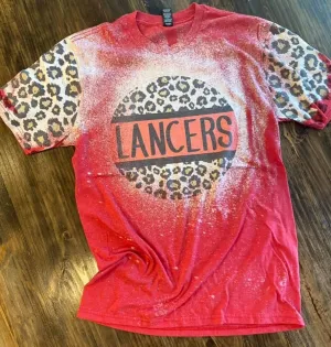 Lancers Leopard trim bleached red graphic tee