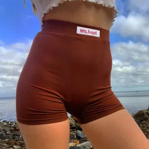 Letter Embroidery High Waist Shotr Pants