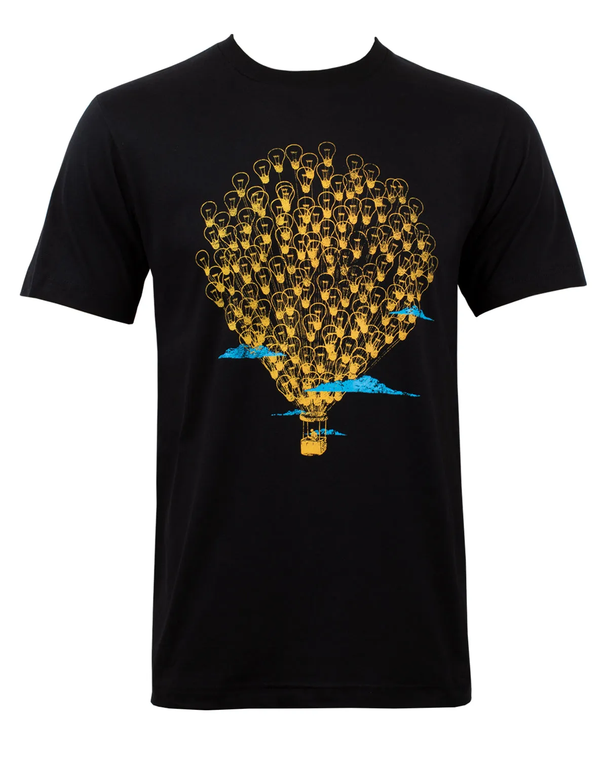 LIGHT BULB HOT AIR BALLOON T-SHIRT BLACK