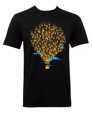 LIGHT BULB HOT AIR BALLOON T-SHIRT BLACK