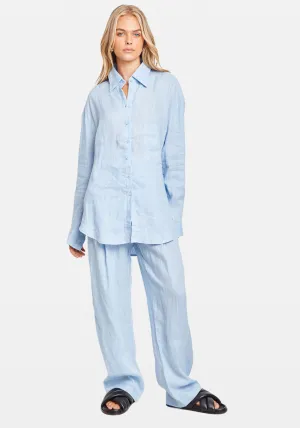 LINEN WOVEN SHIRT BLUE