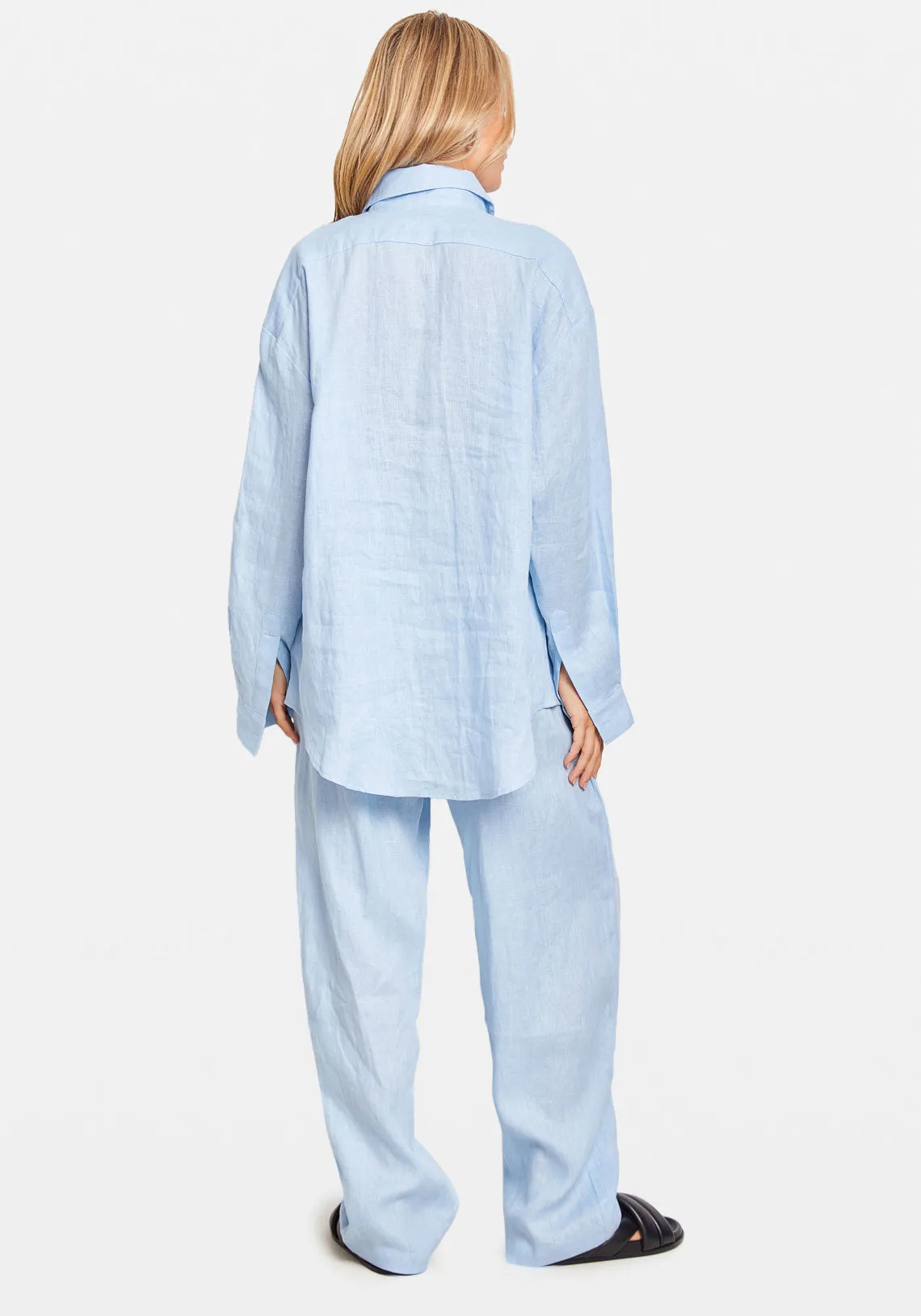 LINEN WOVEN SHIRT BLUE