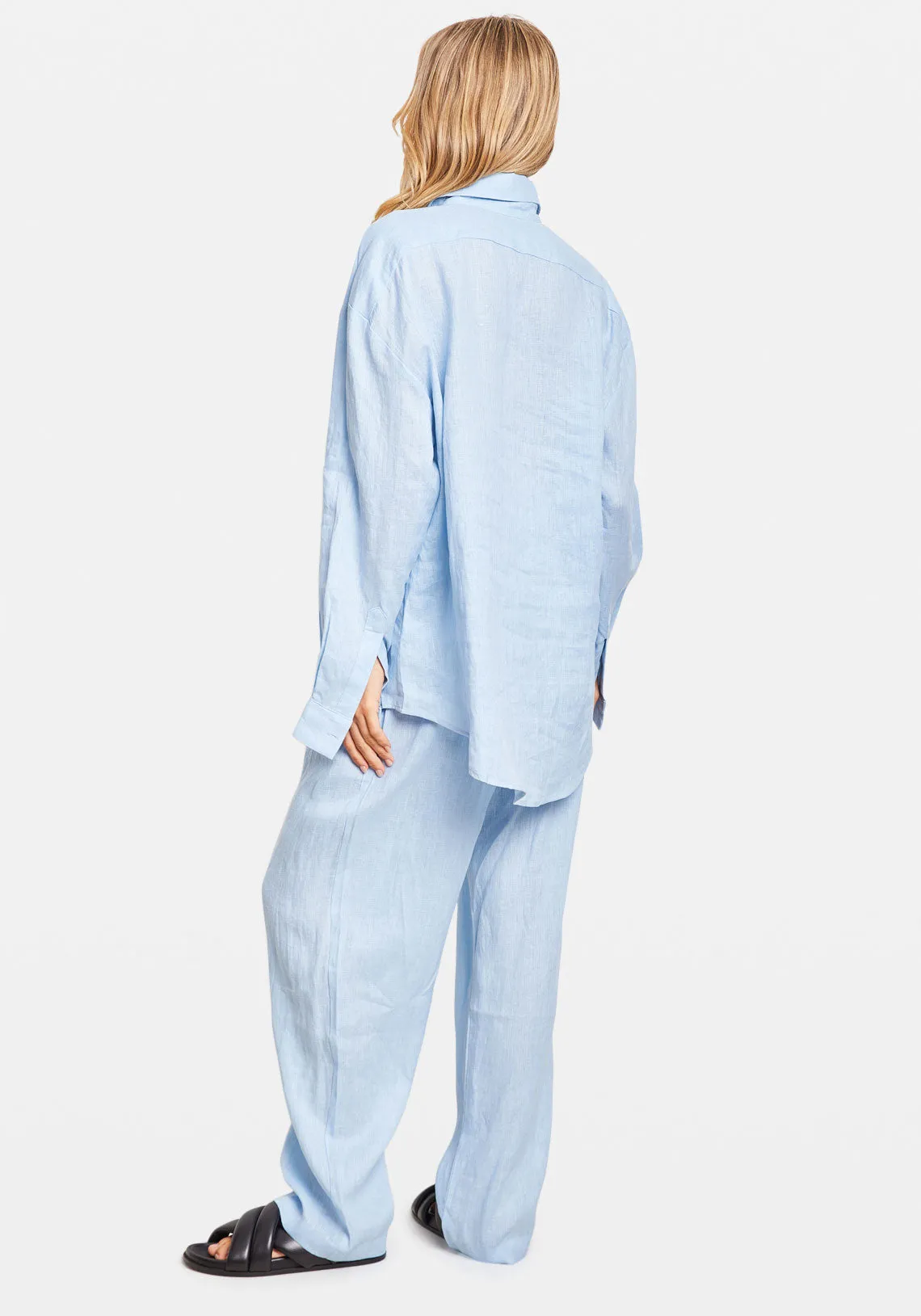 LINEN WOVEN SHIRT BLUE