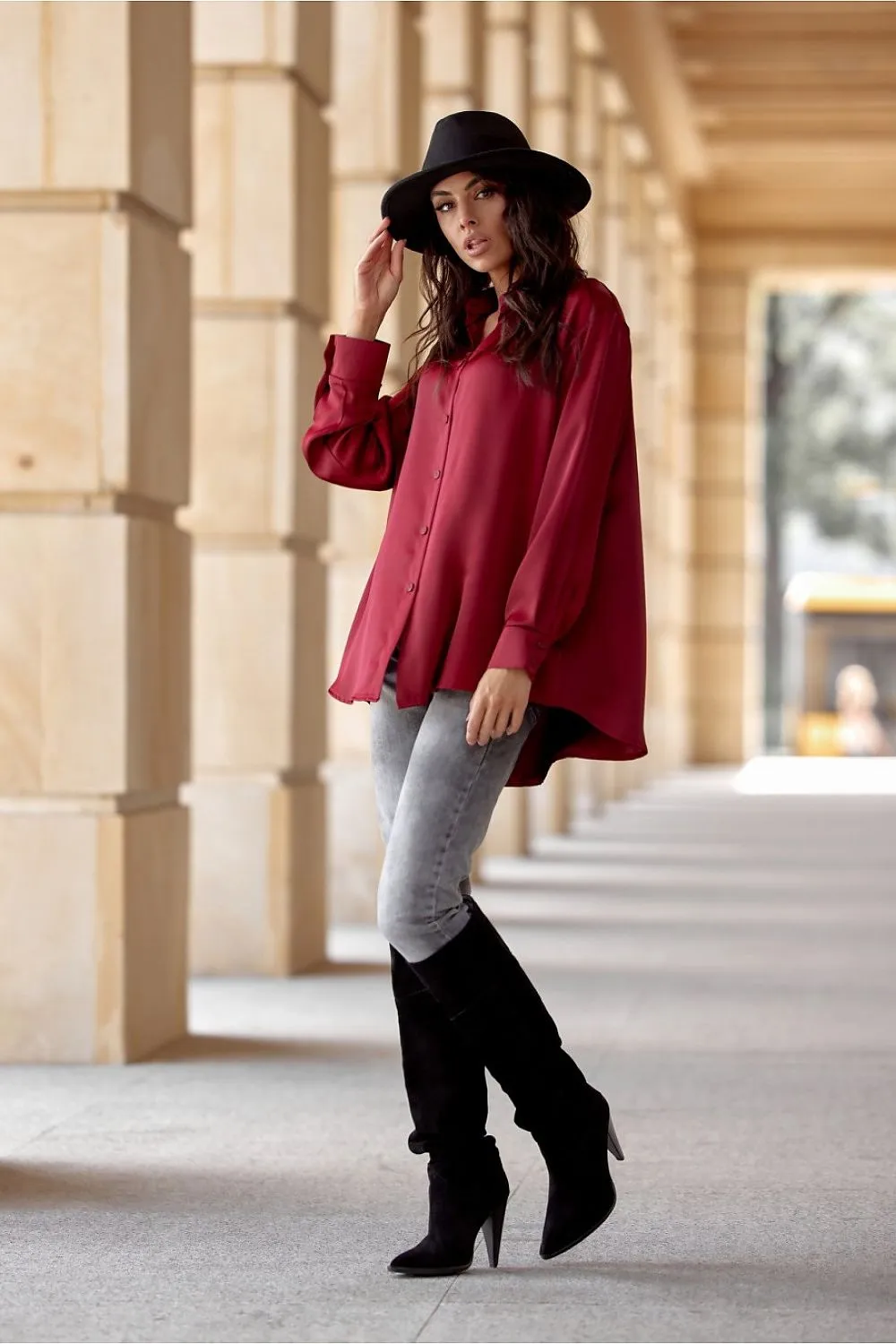 Long sleeve delicate satin shirt