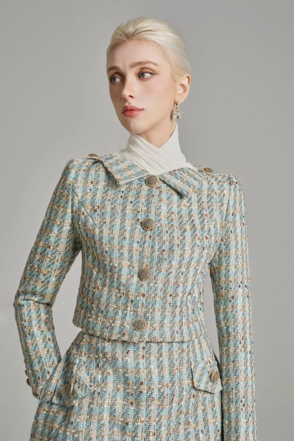 Loretta Bodycon Pleated Neck Wool Top