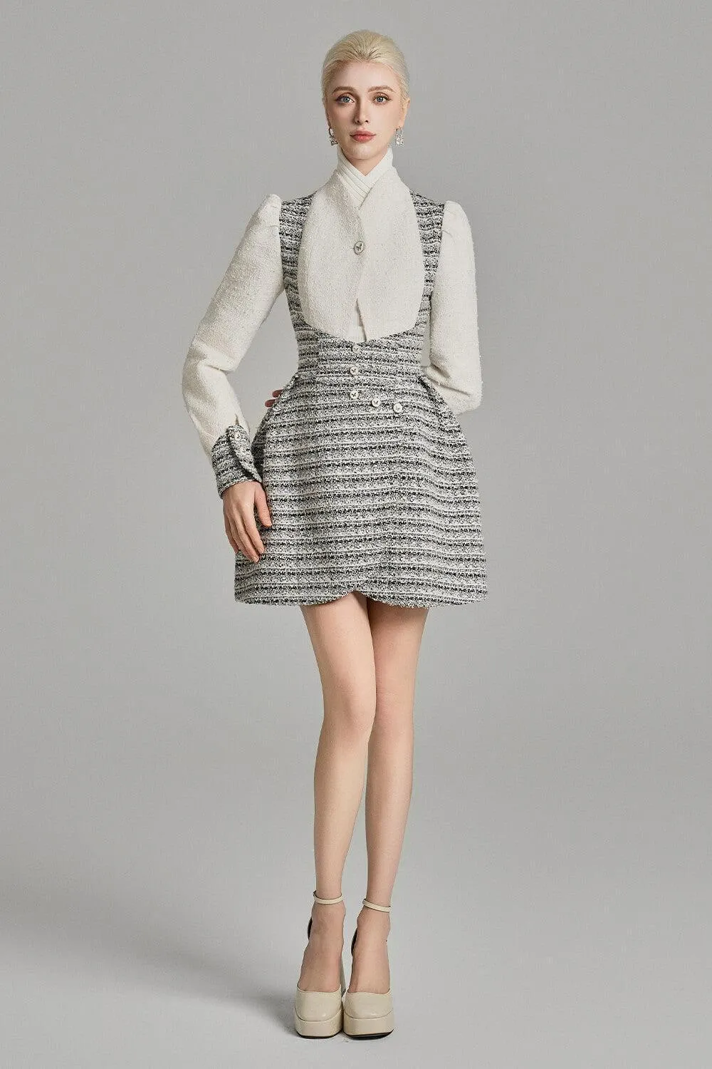 Loretta Bodycon Pleated Neck Wool Top