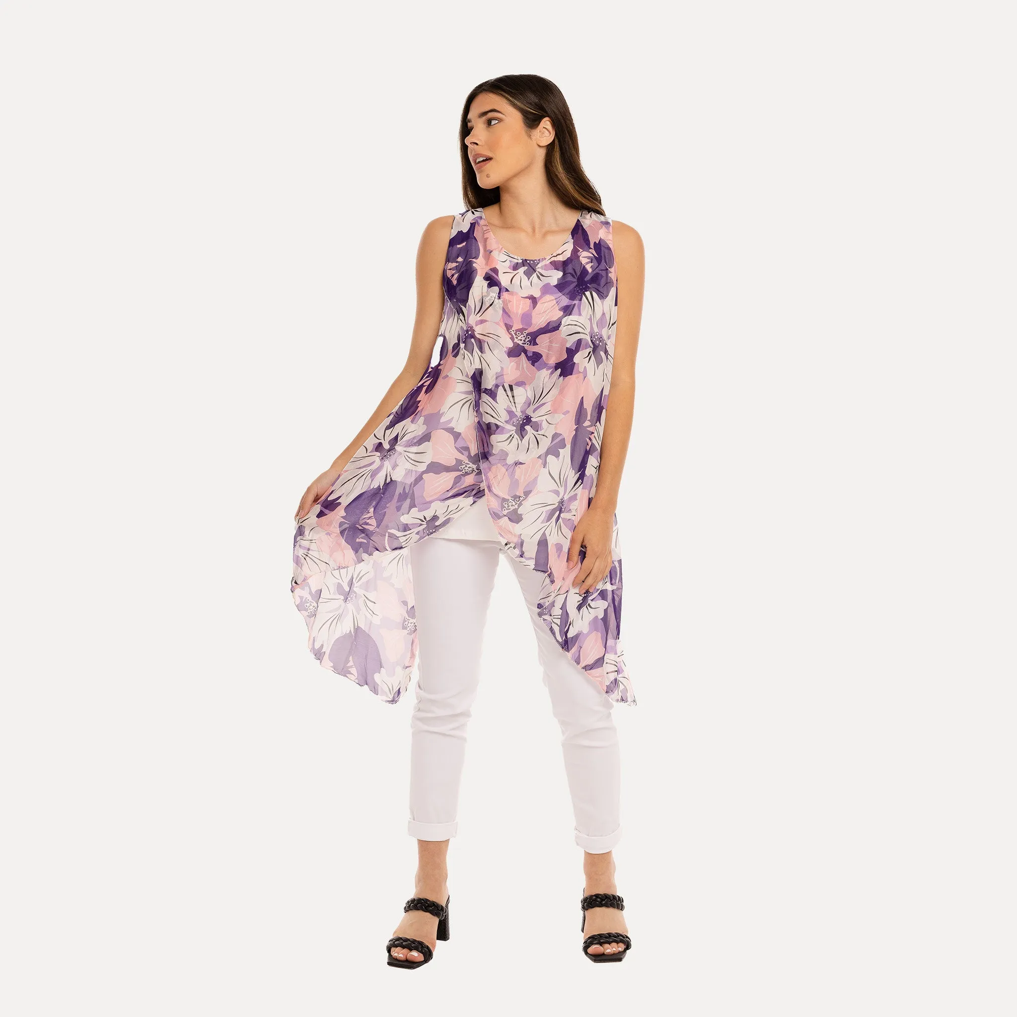 M Made in Italy  Women's Woven and Knitted Sleeveless Top