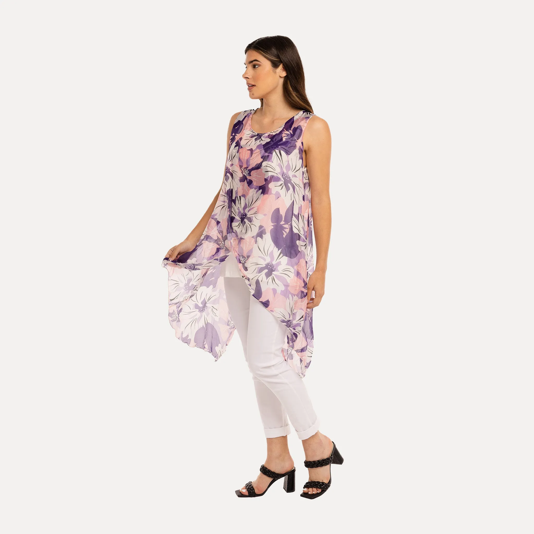 M Made in Italy  Women's Woven and Knitted Sleeveless Top