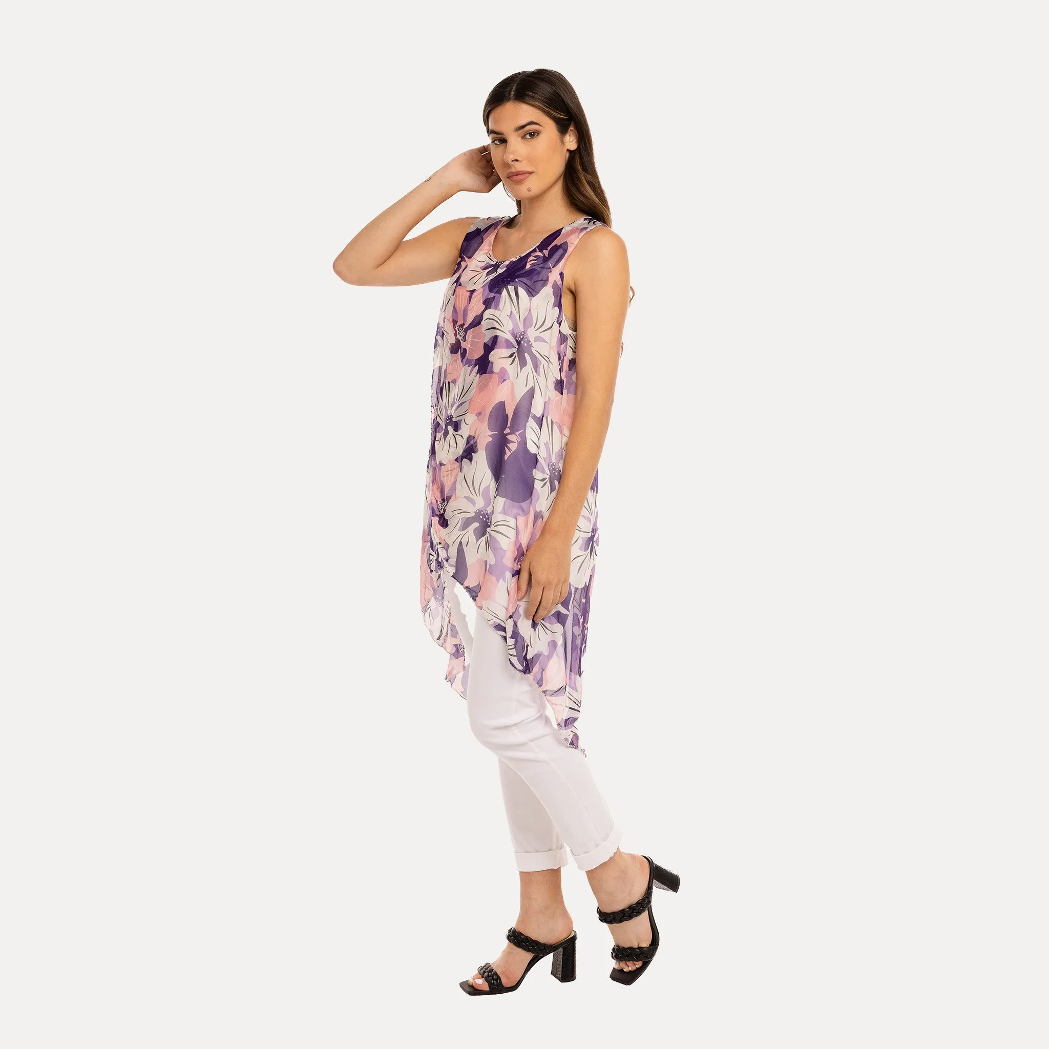 M Made in Italy  Women's Woven and Knitted Sleeveless Top