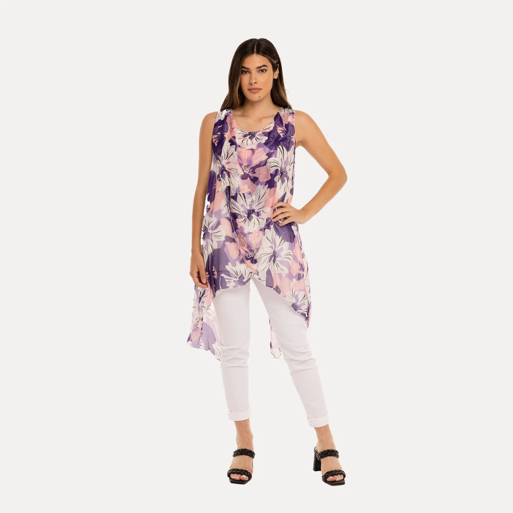 M Made in Italy  Women's Woven and Knitted Sleeveless Top