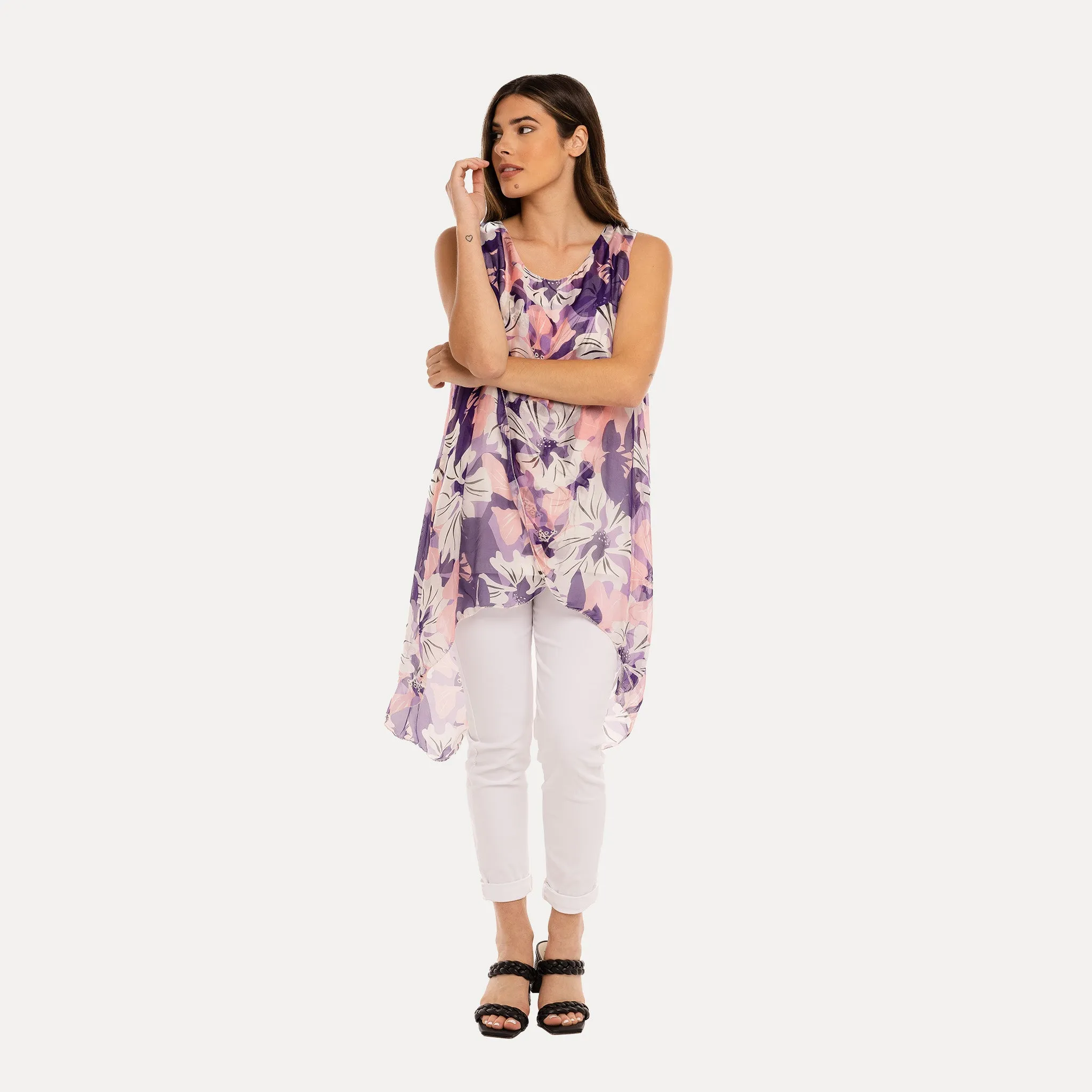 M Made in Italy  Women's Woven and Knitted Sleeveless Top