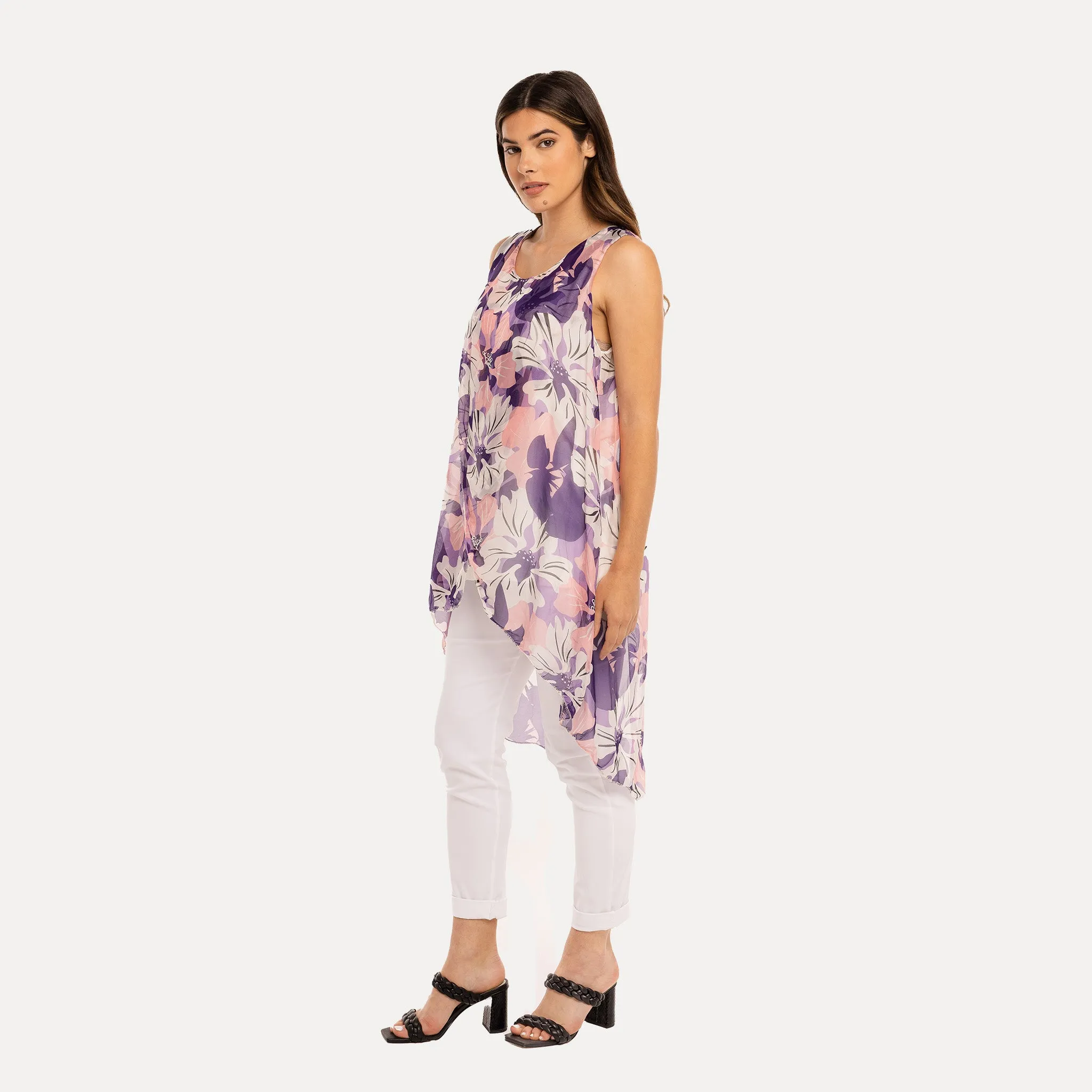 M Made in Italy  Women's Woven and Knitted Sleeveless Top