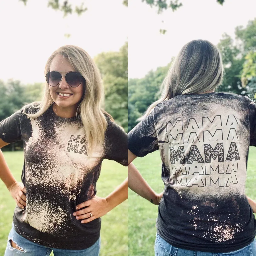 Mama (front and back) bleached graphic tee