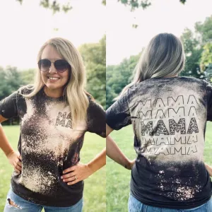 Mama (front and back) bleached graphic tee