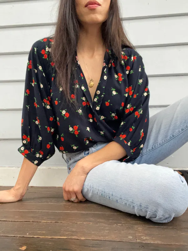 Marlow Black Floral Long Sleeved Top