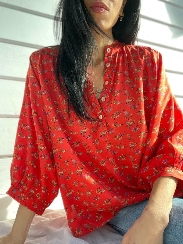 Marlow Red Floral Long Sleeved Top