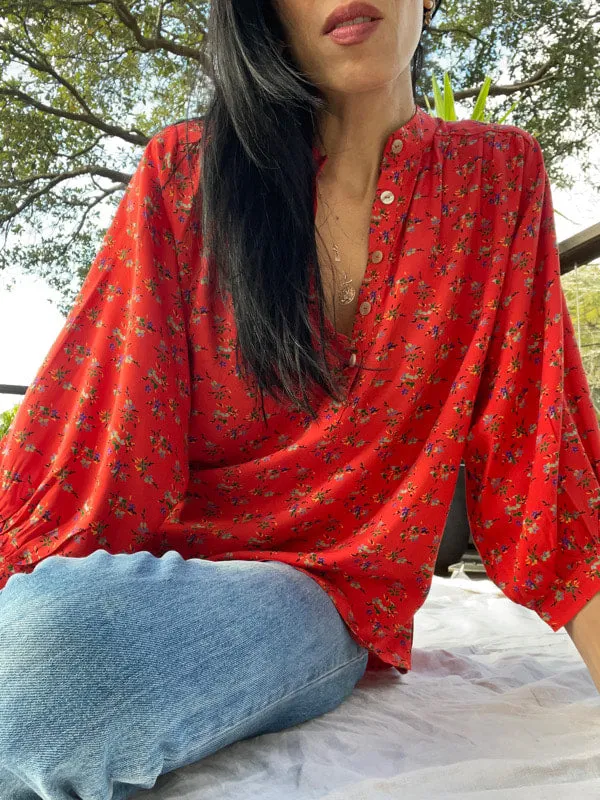 Marlow Red Floral Long Sleeved Top