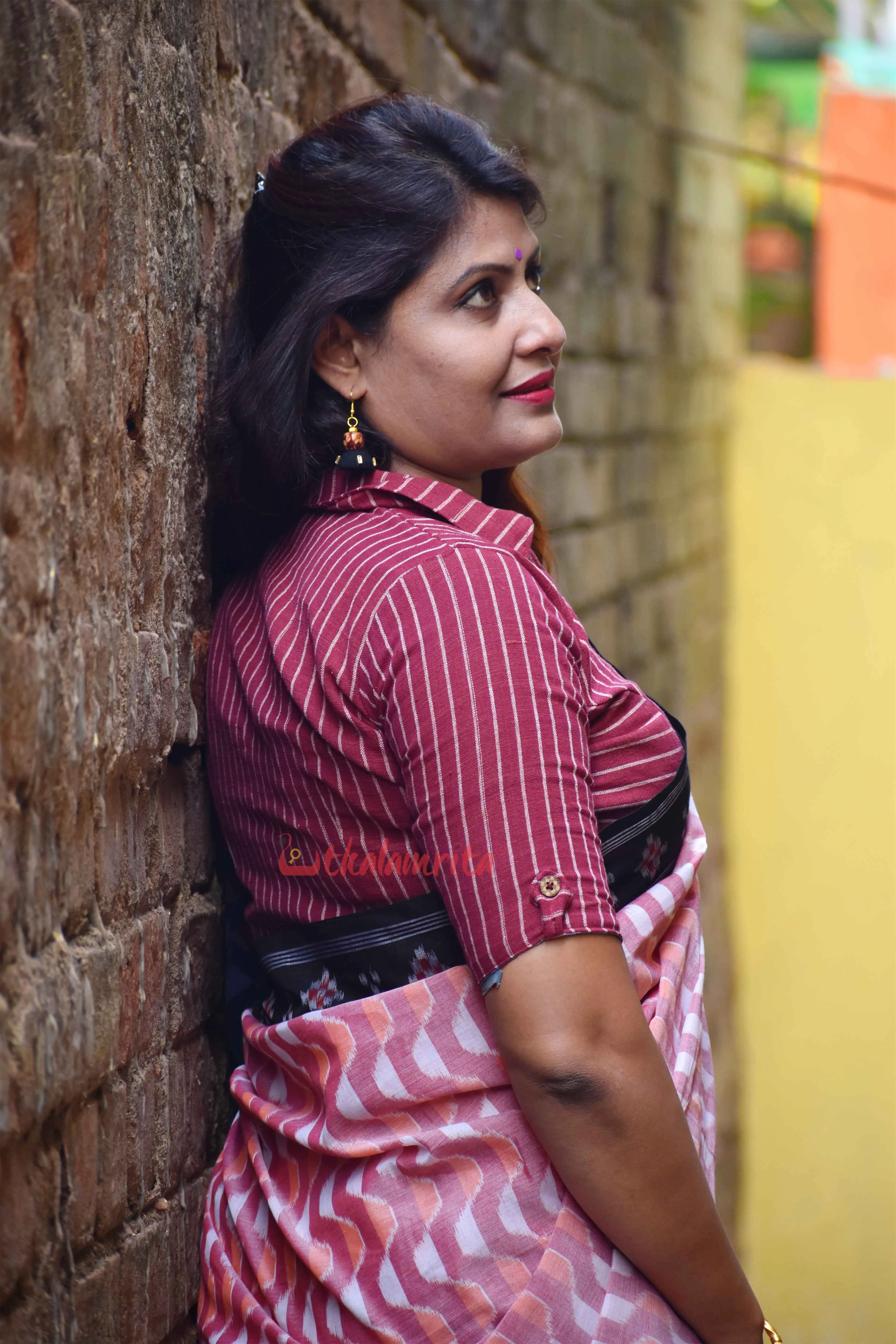 Maroon Striped Kotpad (Blouse)