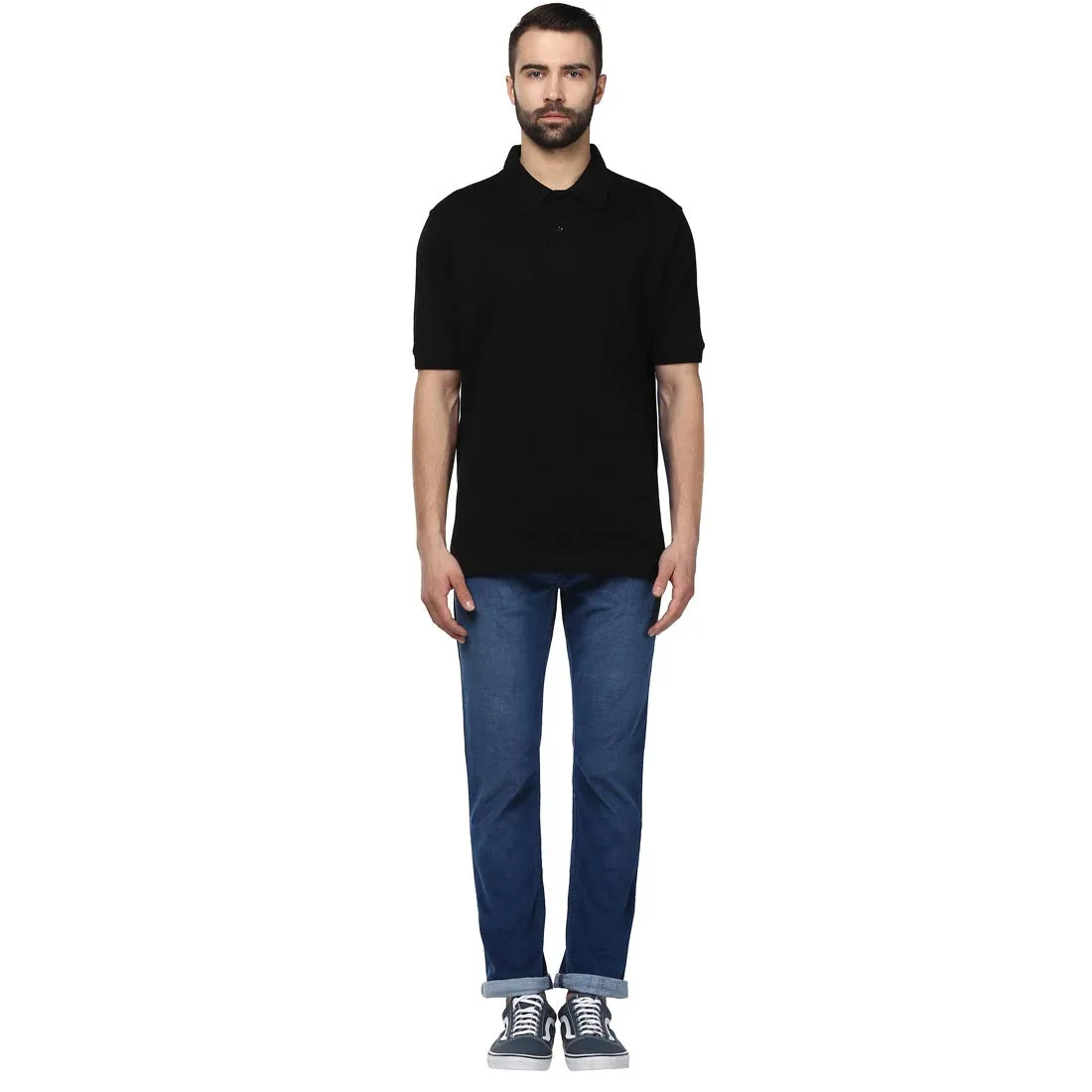 Men Black Classic Fit Solid Cotton Full Sleeve Shirts