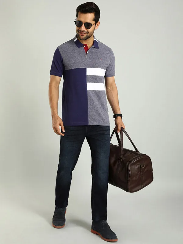 Men Color Block Polo T-Shirt