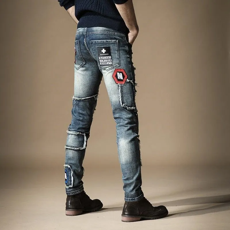 Men's Autumn Embroidered Tide Jeans