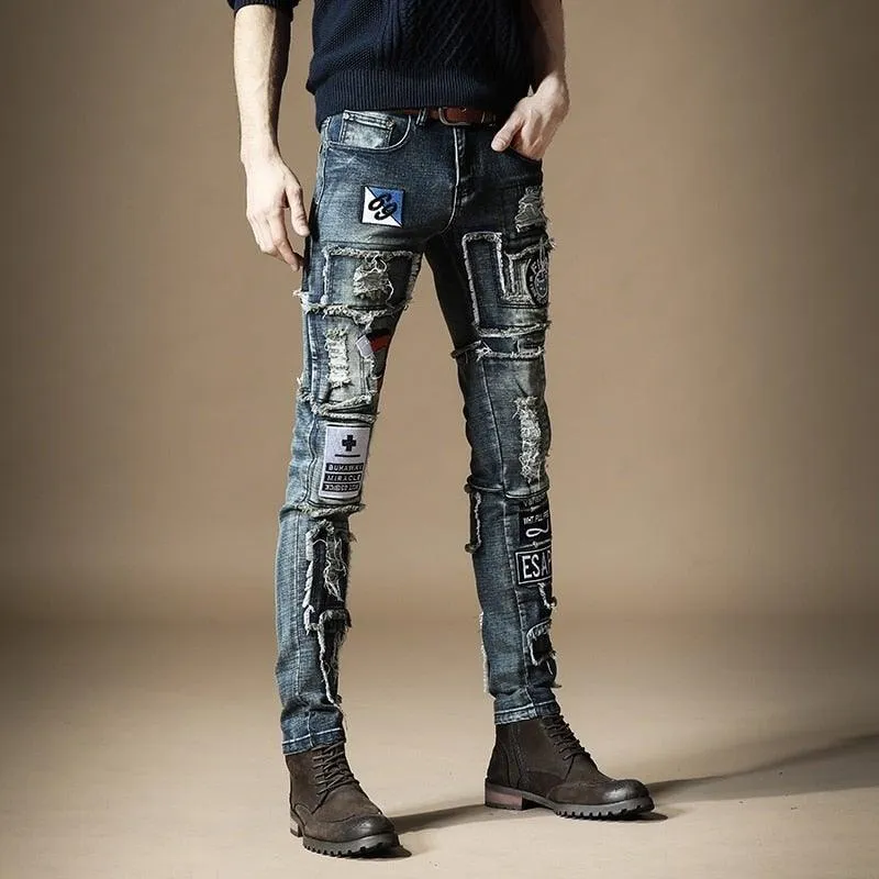 Men's Autumn Embroidered Tide Jeans