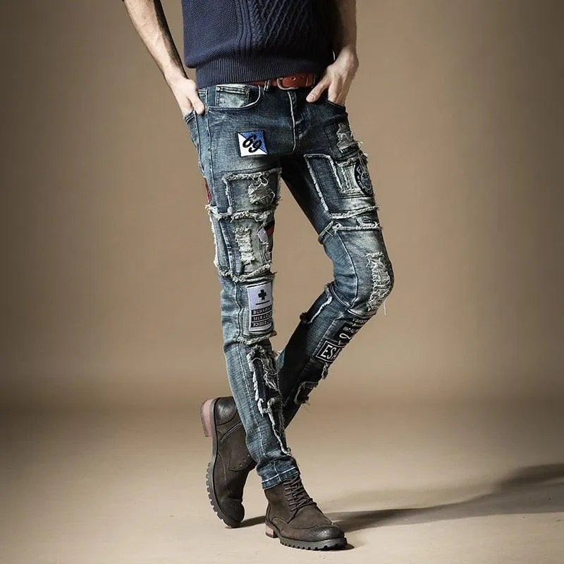 Men's Autumn Embroidered Tide Jeans